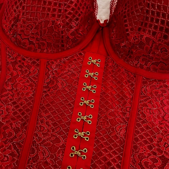 Elegant Red Lace Corset - Picture 1 of 9